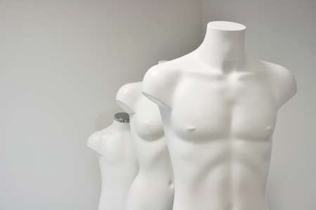 three white dummies in lineの写真素材