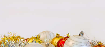 Christmas decoration on white background with copyspaceの写真素材