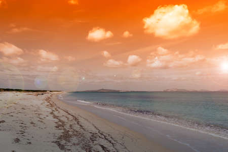 desert beach at sunset in Stintinoの写真素材