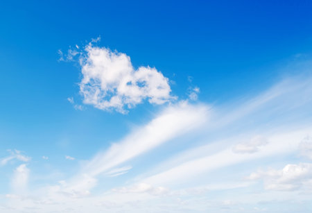 blue sky and white streaksの写真素材