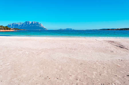 Tavolara island seen from Porto Istanaの写真素材