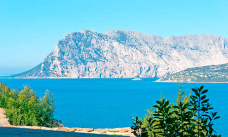 Tavolara island seen from a terraceの写真素材