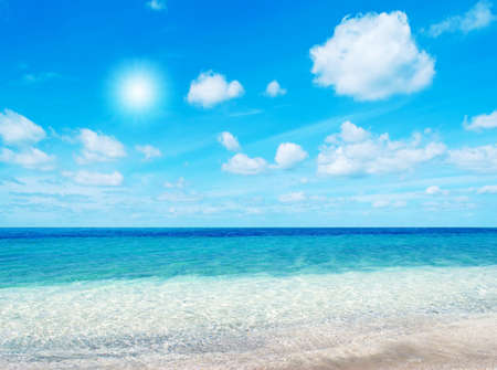 three-color water under a sunny skyの写真素材
