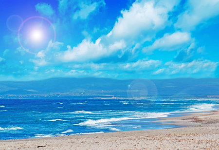 sun on a windy day at the beachの写真素材