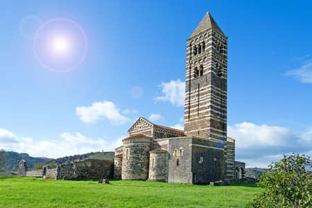 backview of Saccargia church on a sunny dayの写真素材