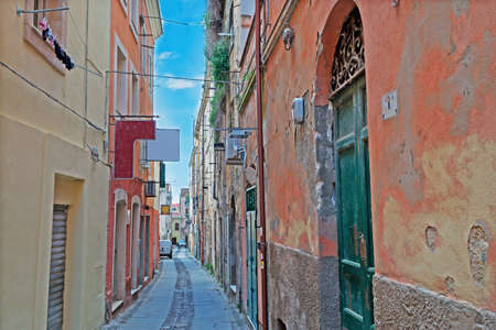 picturesque street in Sassari old townの写真素材