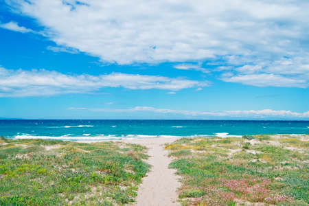 Platamona beach on a cloudy spring dayの写真素材