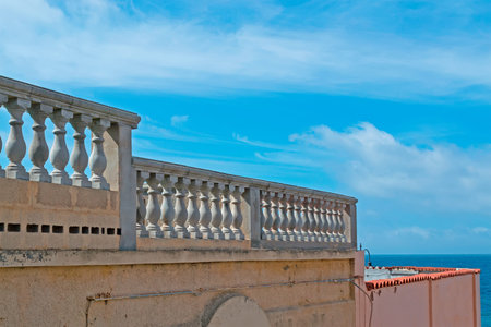 decorative parapet by Alghero seaの写真素材