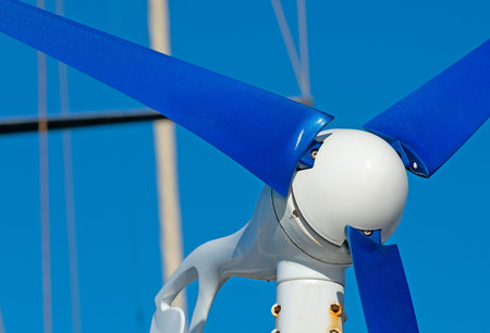 blue and white propeller detail
