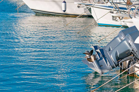 engines and hulls in Castelsardo harborの写真素材