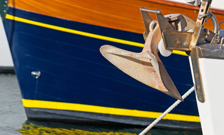 closeup of a rusty anchorの写真素材