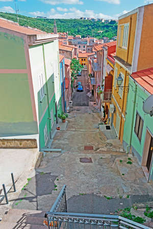 detail of a street in a Sardinia small townの写真素材