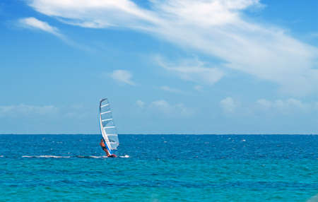 windsurfing on a clear dayの写真素材