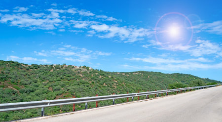 detail of a country road on a cloudy dayの写真素材