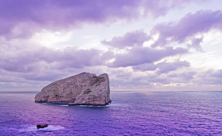 purple sunset in Capo Cacciaの写真素材