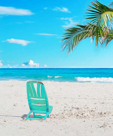 aquamarina chair in a tropical beachの写真素材