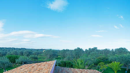panoramic view of a roof in Sardinia countrysideの写真素材