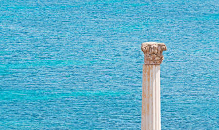 Tharros column by the shoreの写真素材