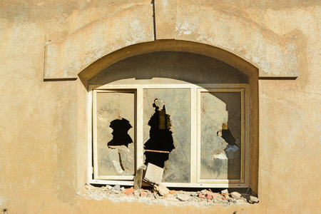 broken glass of an old window