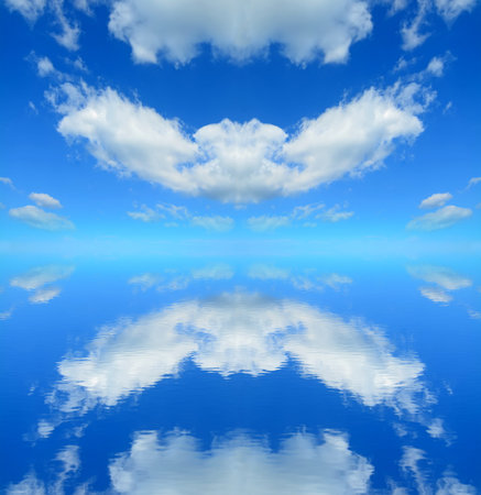 symmetrical cloudscape reflected in the water