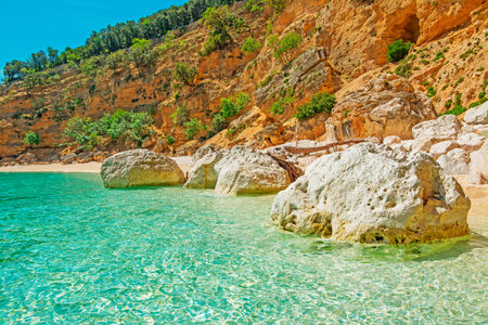 Cala Biriola on a clear day, Sardiniaの写真素材