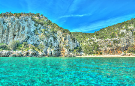 Gulf of Orosei coastline in hdr toneの写真素材