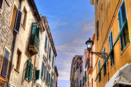 buildings in Alghero old town, Sardiniaの写真素材