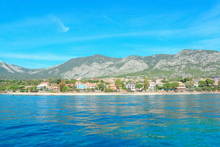 Cala Gonone shoreline on a clear dayの写真素材
