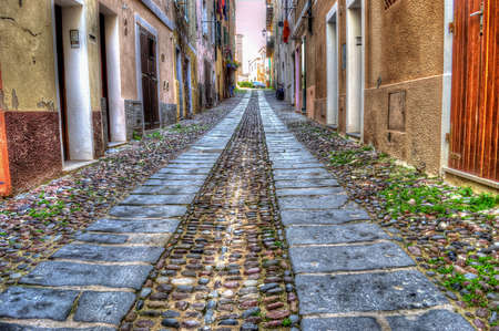 old street in Alghero, Sardiniaの写真素材