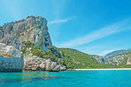 rocky shore in Cala Luna, Sardiniaの写真素材