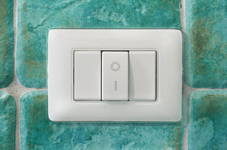 electrical switch in a blue wall