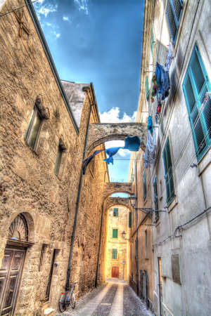 old street in Alghero, hdr tone.の写真素材