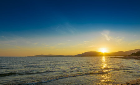 colorful sunset in Alghero, Sardiniaの写真素材