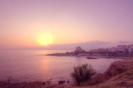 pink sunset in Alghero coastline, Sardinia. hdr.の写真素材