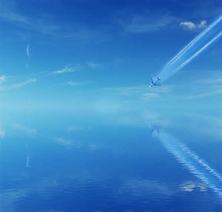 airplane crashing in the waterの写真素材