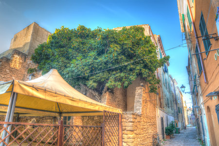 glimpse of a backtreet in Alghero old town. Heavy processed for hdr tone mapping effect.