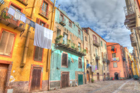 old backstreet in Bosa, Sardinia. Processed for hdr tone mapping effect.の写真素材