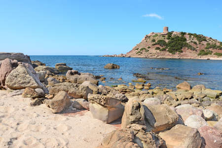 Porticciolo beach on a clear day. Shot in Sardinia, Italy.の写真素材