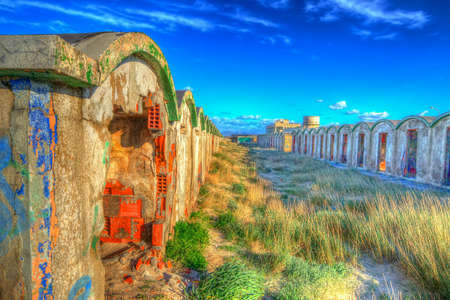 abandoned beach resort on a cloudy day. Processed for hdr tone mapping effect.の写真素材
