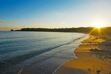 clear sky over Lazzaretto beach, Alghero. Shot in Sardinia, Italyの写真素材