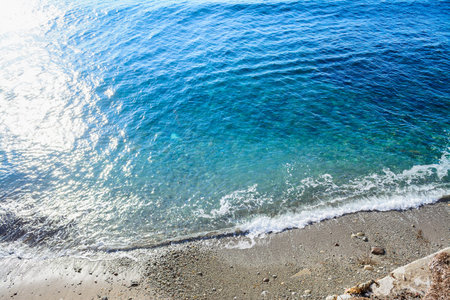 top view of sun reflection in the sea. Shot in Alghero, Italy