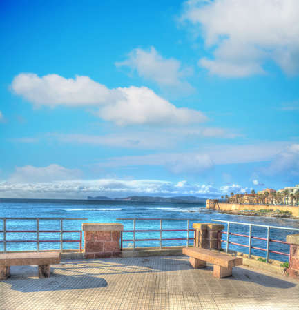 Alghero coastline seen from the promenade. Shot in Sardinia, Italyの写真素材