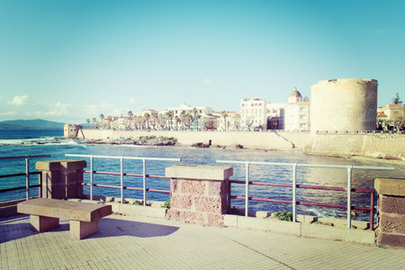 Alghero coastline in vintage tone effect
