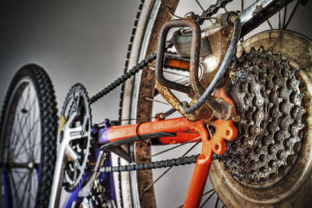 mountain bike rear wheel in hdr tone mapping effectの写真素材