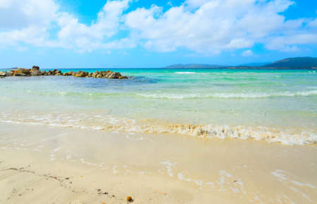 Maria Pia beach on a cloudy spring day. Shot in Alghero, Italyの写真素材