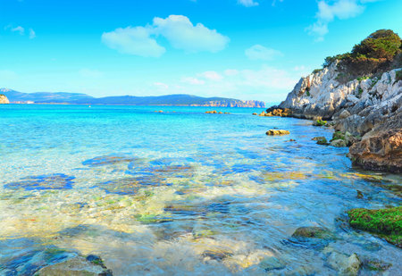 cloudy sky over Cala Dragunara, Sardiniaの写真素材