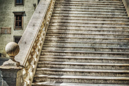 close up of a marble staircase in Pisa, Italyの写真素材