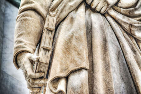 close up of Dante Alighieri statue in Florence, Italyの写真素材
