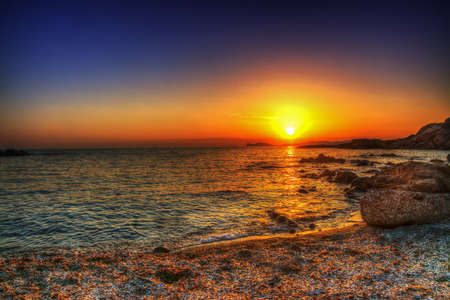 colorful sunset in Alghero, Sardiniaの写真素材
