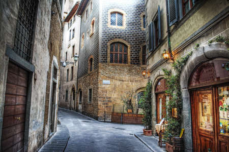 beautiful narrow street in Florence, Italyの写真素材